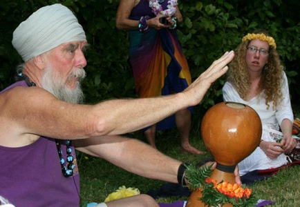 Antion Meredith during a sound healing seassion